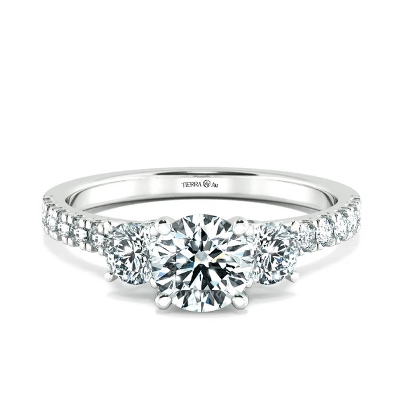 Nhẫn đính hôn Threestone có 3 bridge accent NCH3205